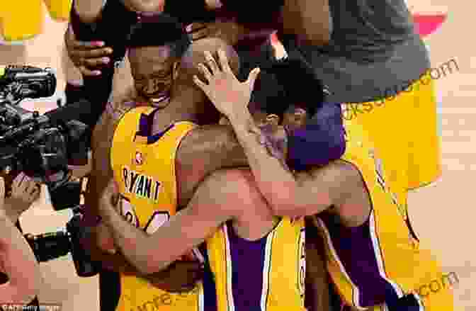 Kobe Bryant Celebrating A Victory With His Teammates 24 WORDS FOR KOBE